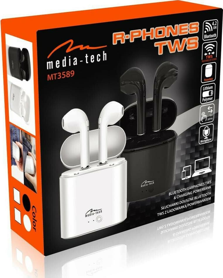 Media-Tech MT3589 Earbud Bluetooth Handsfree Ακουστικά με Θήκη Φόρτισης Μαύρα 9