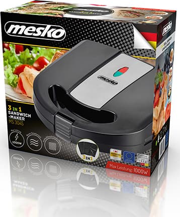 Mesko MS-3045 Τοστιέρα με Αποσπώμενες Πλάκες για 2 Τοστ 1000W Μαύρη 9
