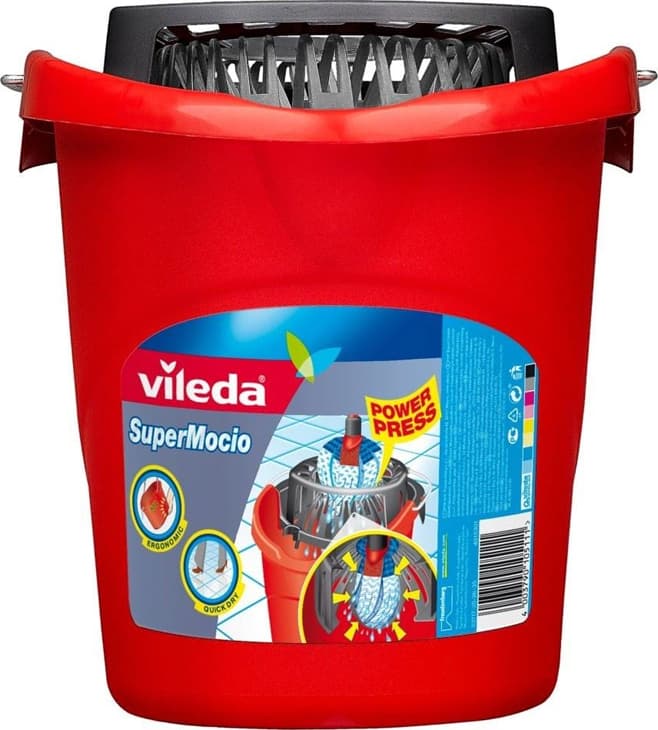 Vileda Κουβάς με Στίφτη Πλαστικός SuperMocio Χωρητικότητας 10lt Κόκκινος