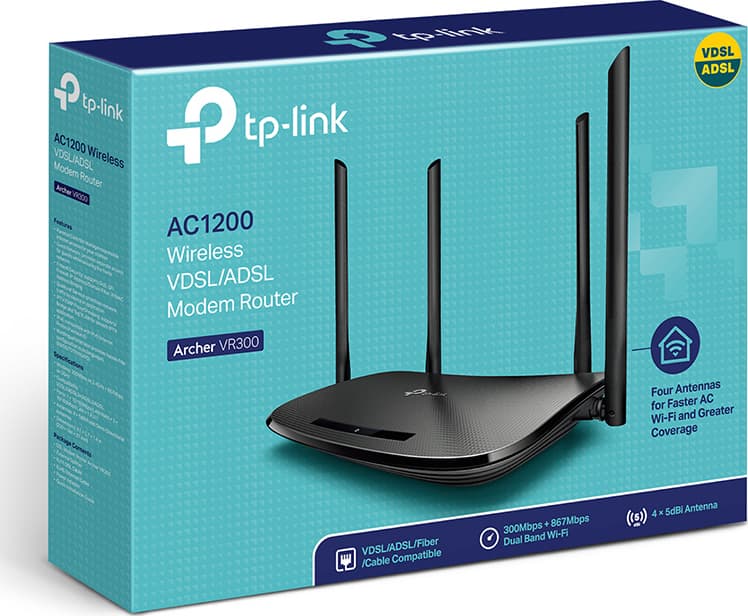 TP-LINK Archer VR300 v1 Ασύρματο VDSL2 Modem Router Wi‑Fi 5 με 4 Θύρες 6