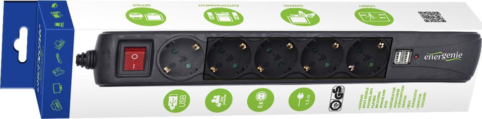Energenie SPG5-C-10 Πολύπριζο 5 Θέσεων με Διακόπτη και Καλώδιο 3m SPG5-C-10 3