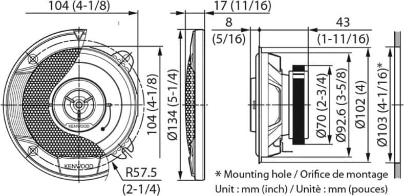Kenwood KFC-S1066 Σετ Ηχεία Αυτοκινήτου 4" με 21W RMS (2 Δρόμων) 4