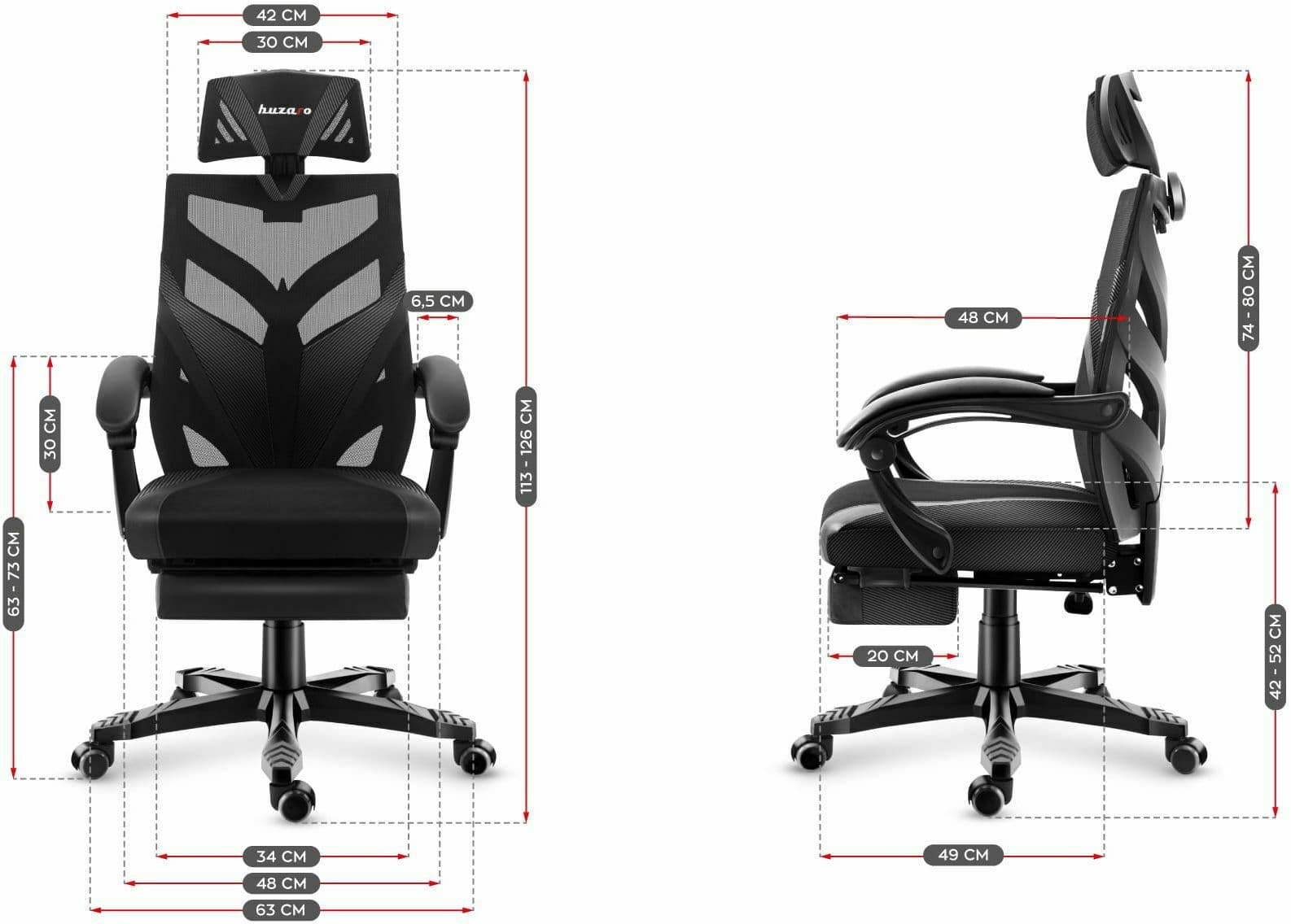 Huzaro Combat 5.0 Καρέκλα Gaming Δερματίνης με Υποπόδιο Μαύρη 3