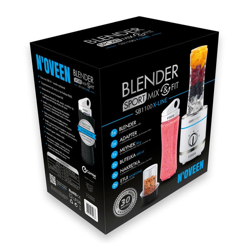 N'Oveen SB1100 Μπλέντερ με Πλαστική Κανάτα 600 ml 300W Λευκό 6