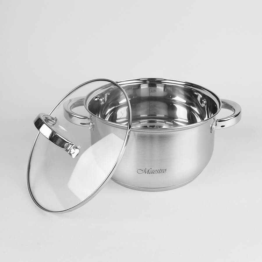 Maestro Σετ Κατσαρόλες από Ανοξείδωτο Ατσάλι Ασημί 4τμχ 5