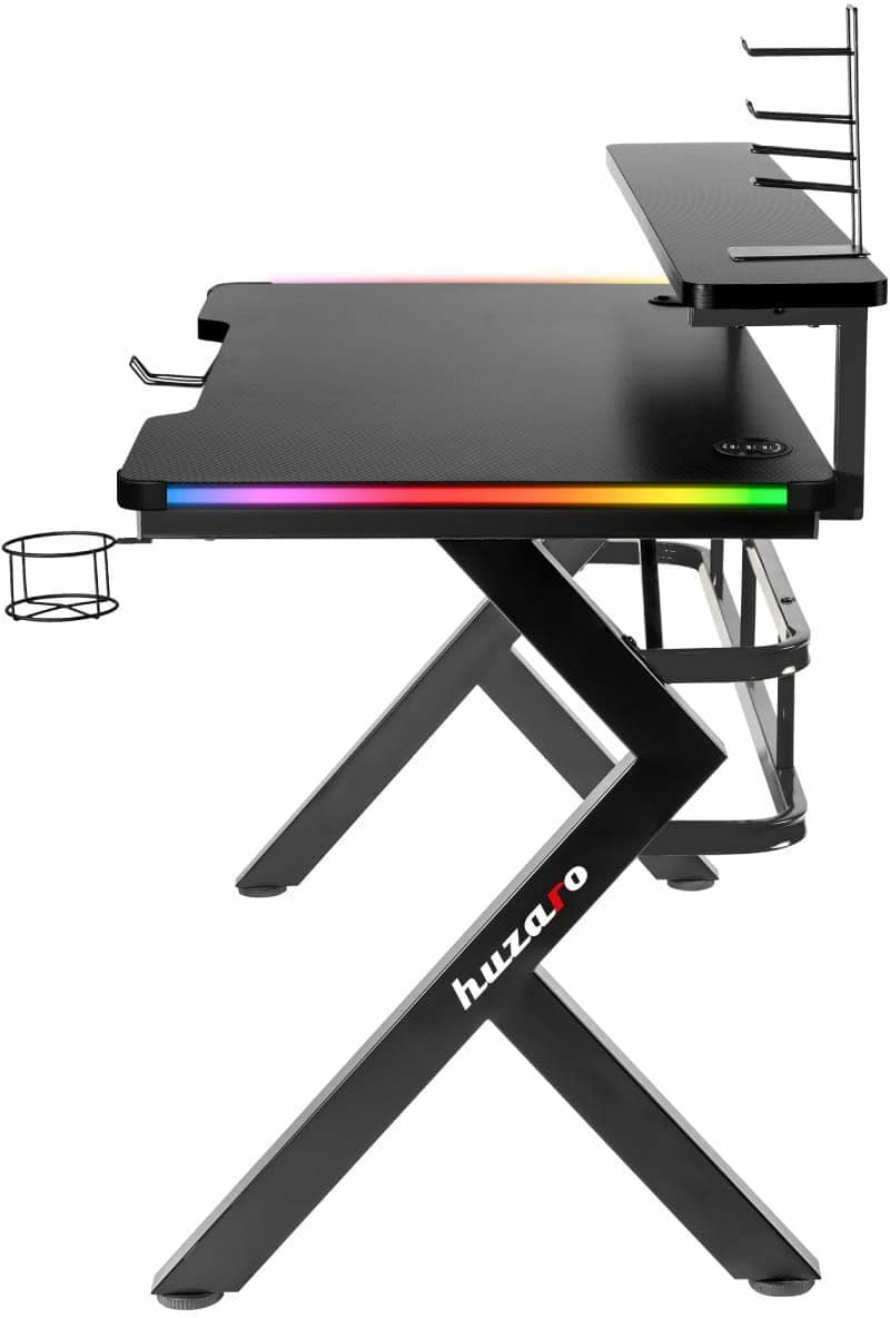 Γραφείο Gaming Hero 5.0 Ξύλινο Black με Μεταλλικά Πόδια, LED & USB θύρες 120x59x112εκ. 2