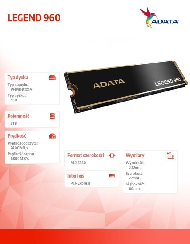 Adata Legend SSD 2TB τύπου M.2 με σύνδεση PCI Express 4.0 και Ψύκτρα (PS5 Compatible) ALEG-960-2TCS 3