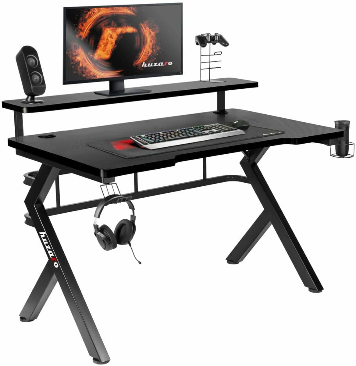 Γραφείο Gaming Hero 5.0 Ξύλινο Black / Red με Μεταλλικά Πόδια 120x59x112εκ. hz-hero-5.0-black 3