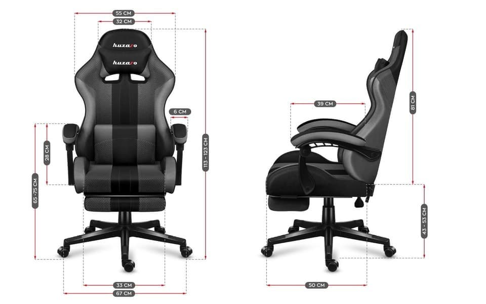Huzaro Force 4.7 Καρέκλα Gaming Δερματίνης με Υποπόδιο Grey Mesh 5