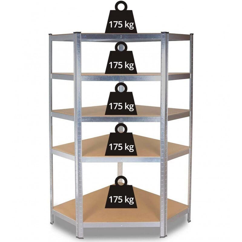 Topeshop Regał Magazynowy Narożny Metalowy Γωνιακή Ραφιέρα Dexion 90x30x180εκ. με 5 Ράφια Συνολικής Αντοχής 875kg