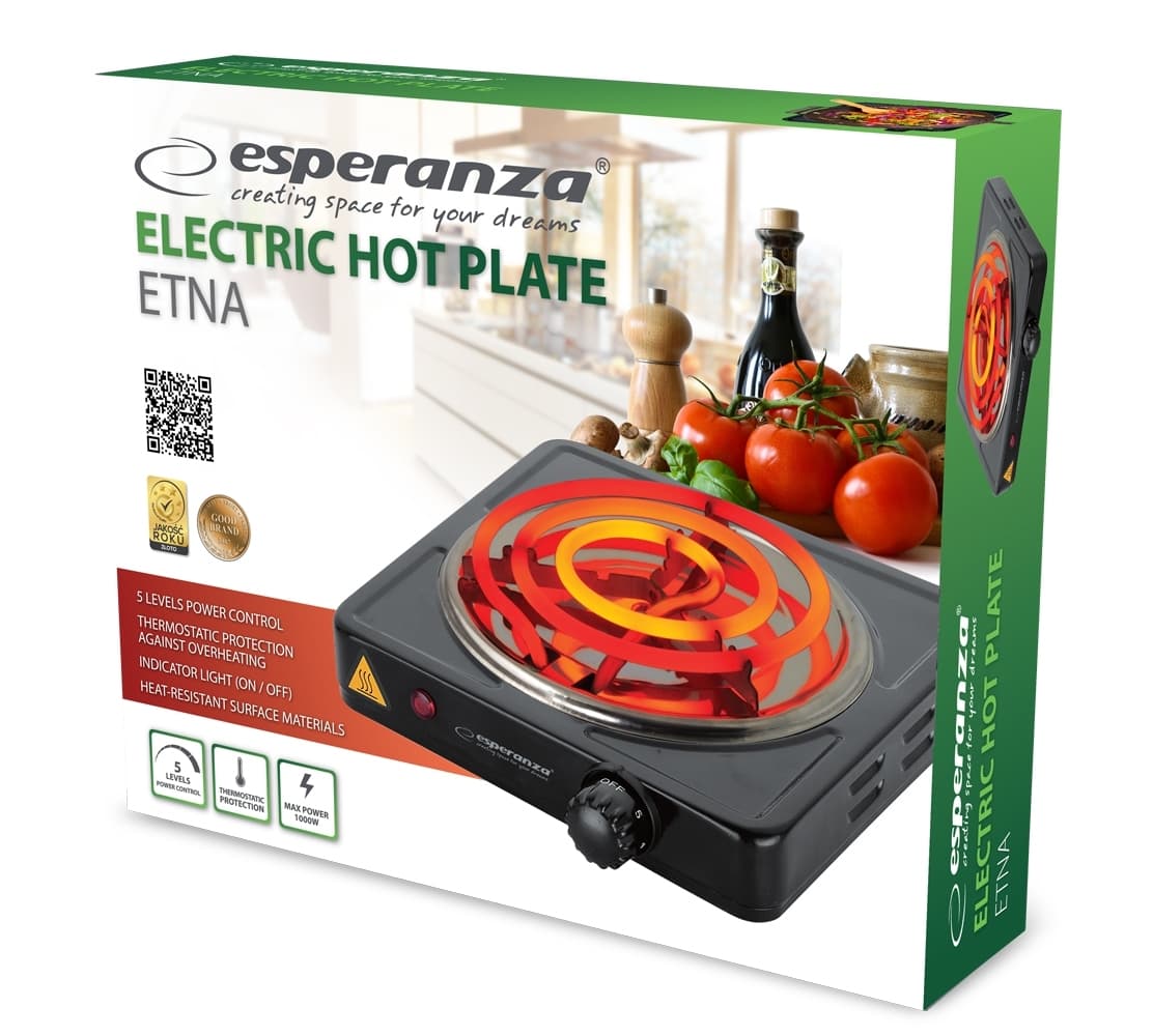 Esperanza EKH012K Επιτραπέζια Εστία Εμαγιέ Μονή Μαύρη EKH012K 3