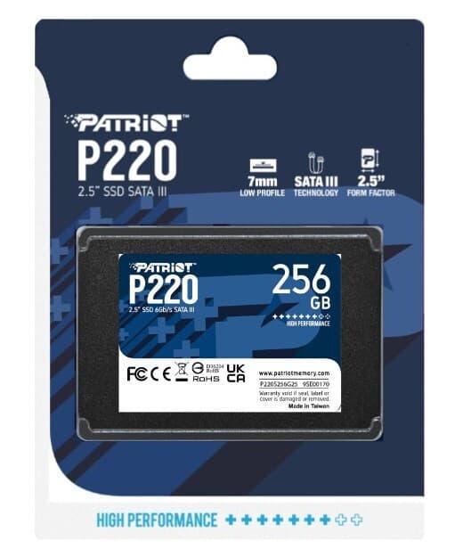 Patriot P220 SSD 256GB τύπου 2.5'' με σύνδεση SATA III P220S256G25 Bulk 3