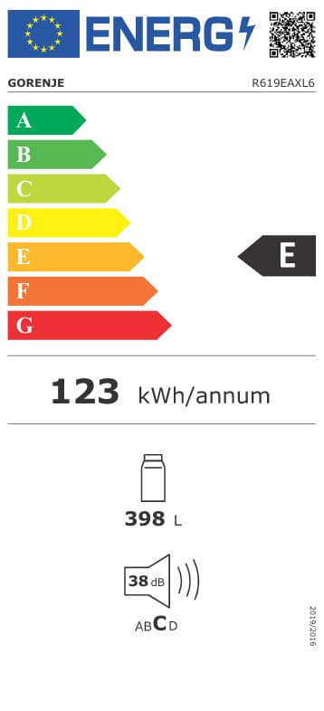 Gorenje Ψυγείο Συντήρησης 398lt Υ185xΠ59.5xΒ66.3εκ. Inox R619EAXL6 3