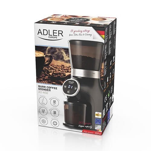 Adler AD 4450 Ηλεκτρικός Μύλος Καφέ 300W με Χωρητικότητα 300gr και 31 Επίπεδα Άλεσης Μαύρος