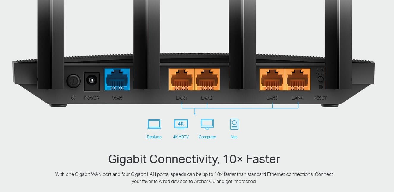 TP-LINK Archer C6 v4 Ασύρματο Router Wi‑Fi 5 με 4 Θύρες Gigabit 5