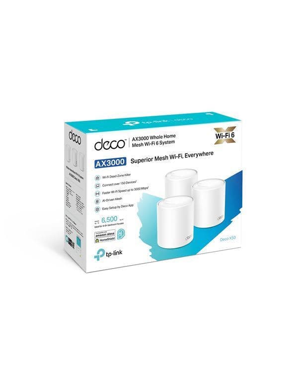 TP-LINK Deco X50 v1 WiFi Mesh Network Access Point Wi‑Fi 6 Dual Band (2.4 & 5GHz) σε Τριπλό Kit 3
