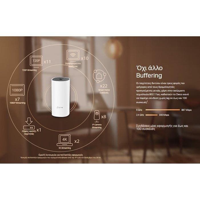 TP-LINK Deco M4 v2 WiFi Mesh Network Access Point Wi‑Fi 5 Dual Band (2.4 & 5GHz) σε Διπλό Kit 4