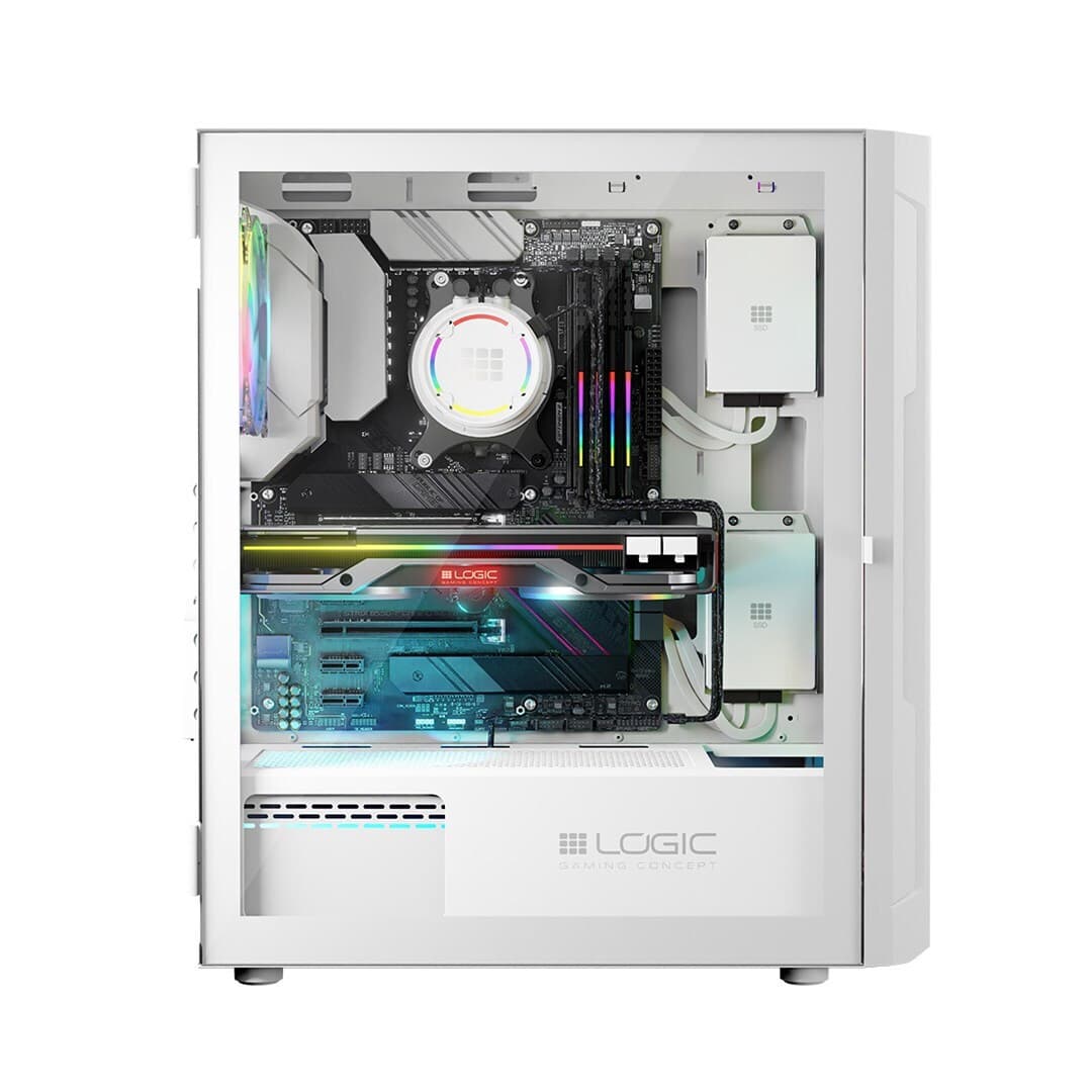Logic Aramis ARGB Gaming Midi Tower Κουτί Υπολογιστή με Πλαϊνό Παράθυρο Λευκό 8