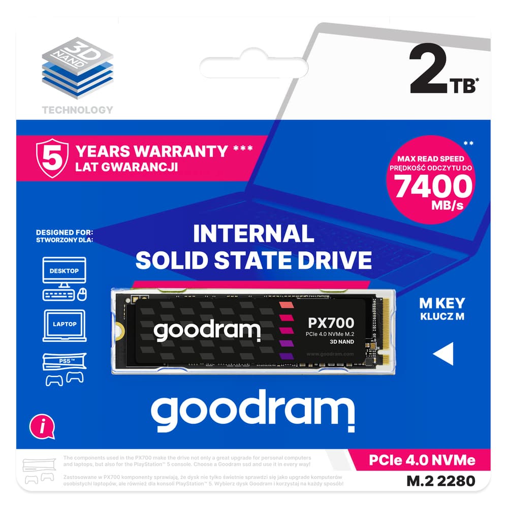 GoodRAM PX700 SSD 2TB τύπου M.2 με σύνδεση PCI Express 4.0 (PS5 Compatible) SSDPR-PX700-02T-80 2