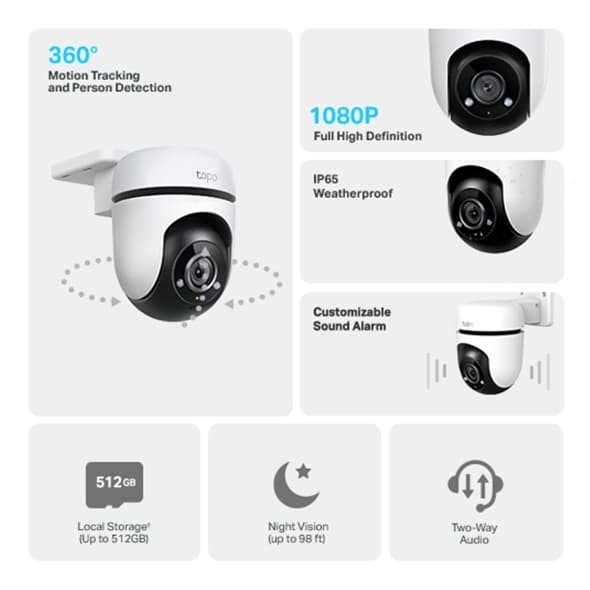 TP-LINK C510W v1 IP Κάμερα Παρακολούθησης Wi-Fi Full HD+ 3MP Αδιάβροχη με Αμφίδρομη Επικοινωνία και Φακό 2.8mm 6