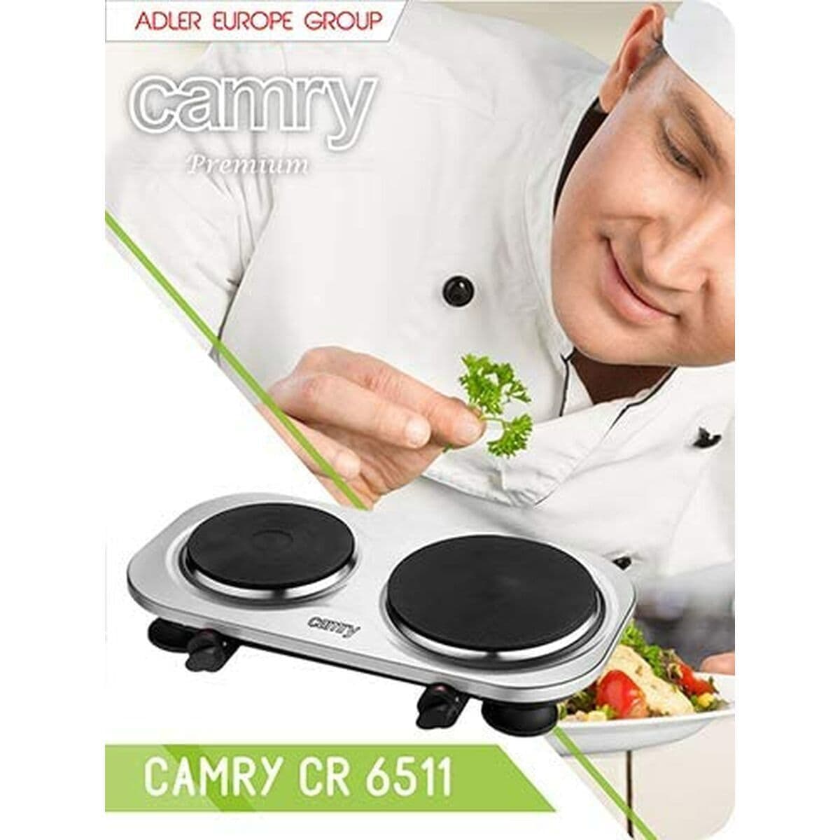 Camry CR6511 Επιτραπέζια Εστία Εμαγιέ Διπλή Inox 6