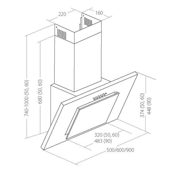 Akpo WK-4 Nero Eco 50 Απορροφητήρας Καμινάδα 60cm Γκρι 2