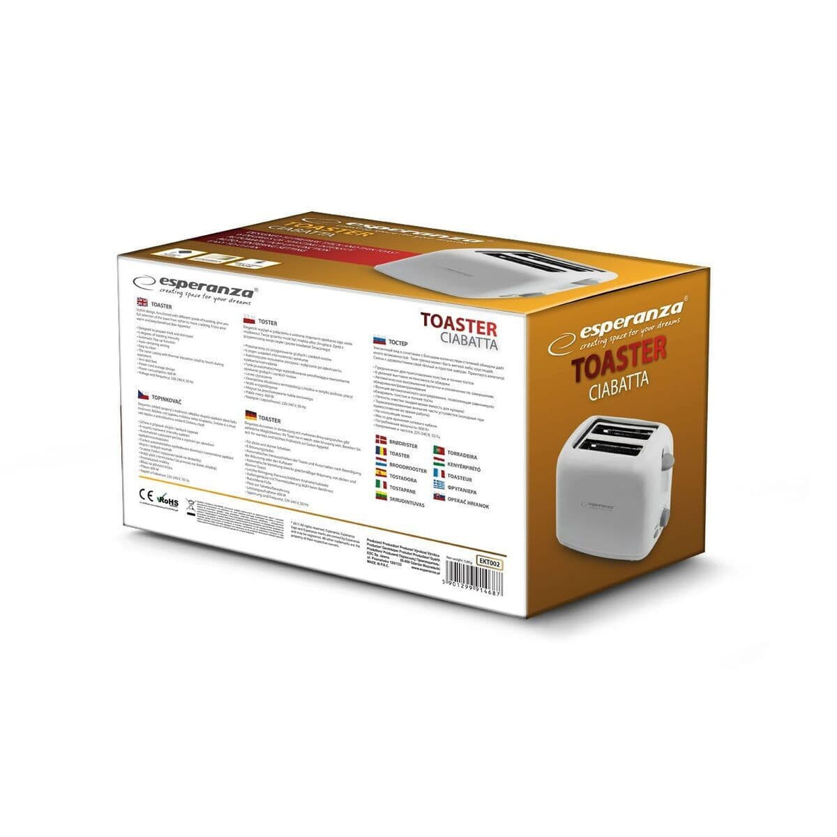 Esperanza Ciabatta EKT002 Φρυγανιέρα 2 Θέσεων 600W Λευκή 8
