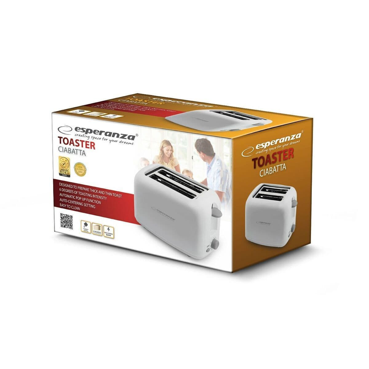 Esperanza Ciabatta EKT002 Φρυγανιέρα 2 Θέσεων 600W Λευκή 7