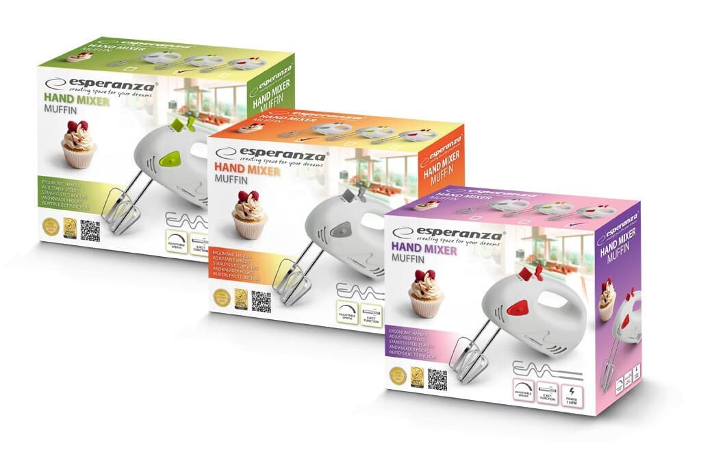 Esperanza Muffin Μίξερ Χειρός 150W Γκρι 3