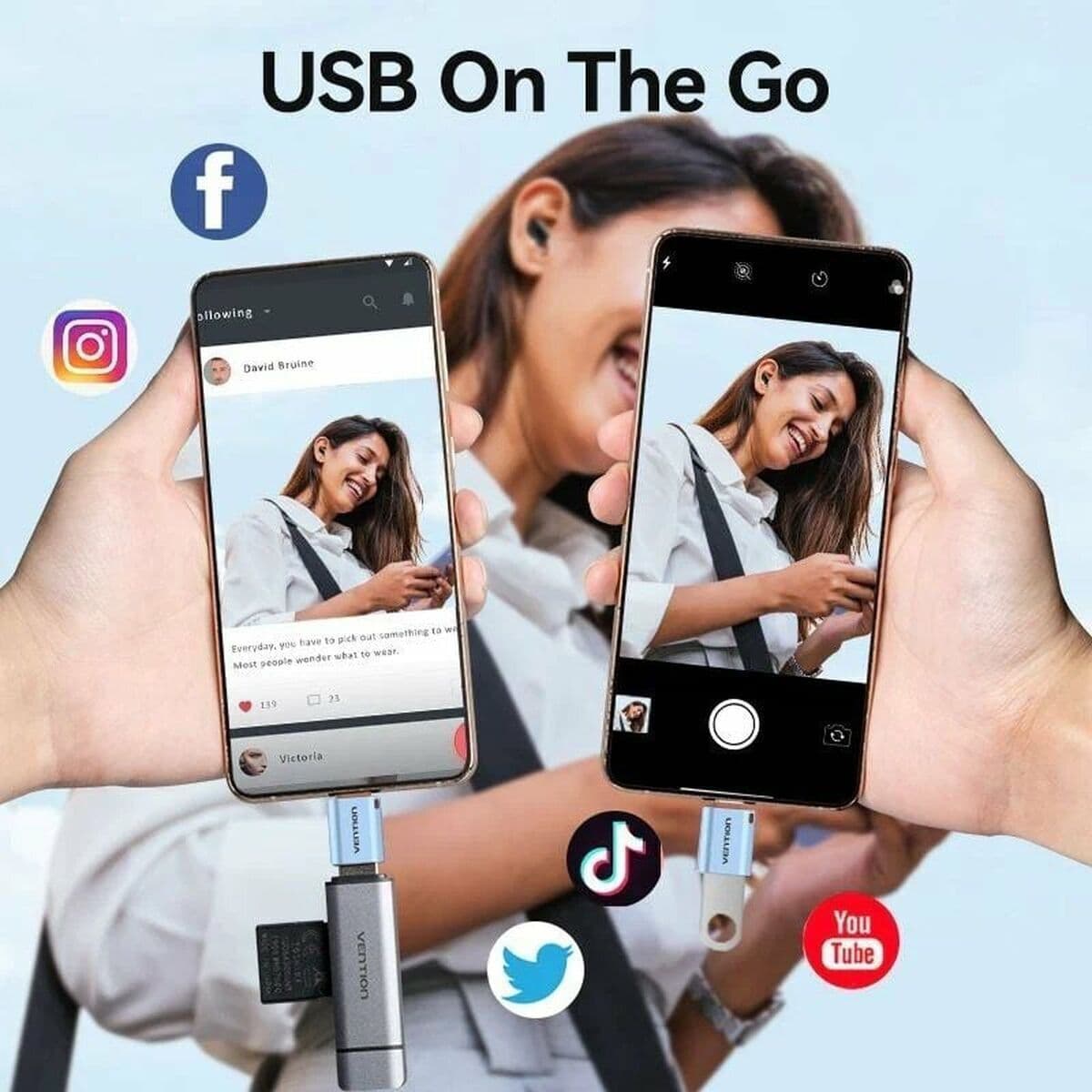 Vention CUBH0 Μετατροπέας N-Connector male σε USB-C female Γκρι 5