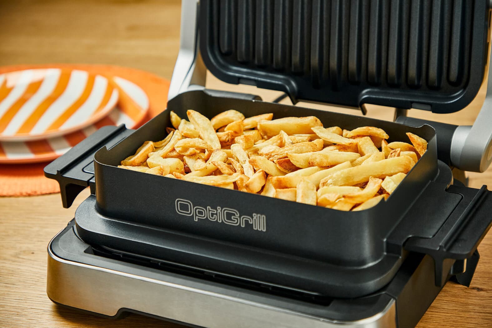 Tefal Optigrill 4-in-1 Επιτραπέζια Ηλεκτρική Ψησταριά Λείας και Αυλακωτής Πλάκας 2100W Ανοξείδωτη με Καπάκι και Ρυθμιζόμενο Θερμοστάτη GC774D30 11