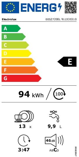 Electrolux Πλήρως Εντοιχιζόμενο Πλυντήριο Πιάτων για 13 Σερβίτσια Π60xY82εκ. EES27200L 2