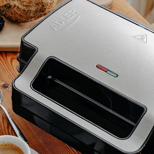 Adler Τοστιέρα με Αποσπώμενες Πλάκες για 2 Τοστ 1000W Inox AD 3073 5