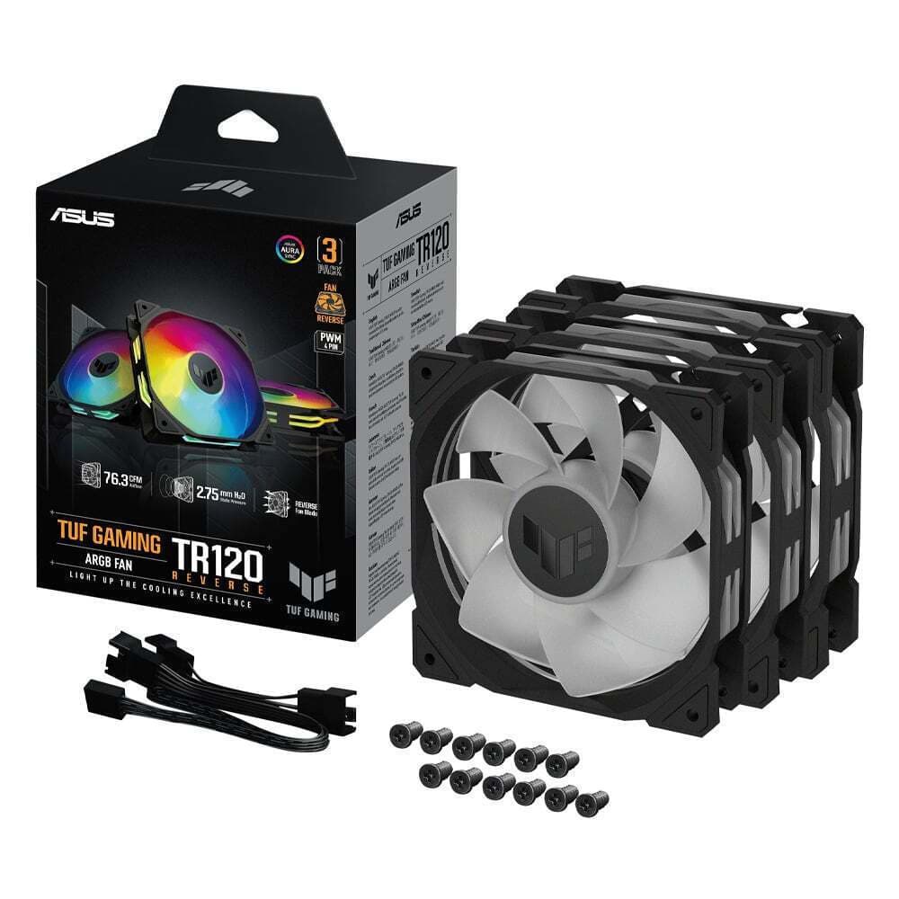 Asus TUF Gaming TR120 Reverse Blade Case Fan (2000rpm / 76.3cfm) με ARGB Φωτισμό και Σύνδεση 4-Pin PWM 3τμχ 3