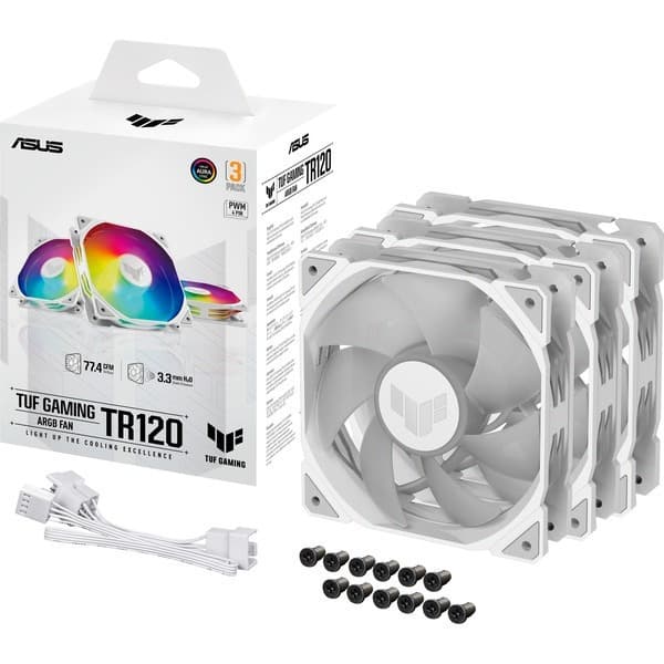 Asus TUF Gaming TR120 Case Fan (2000rpm) με ARGB Φωτισμό και Σύνδεση 4-Pin PWM 3τμχ Λευκό 8
