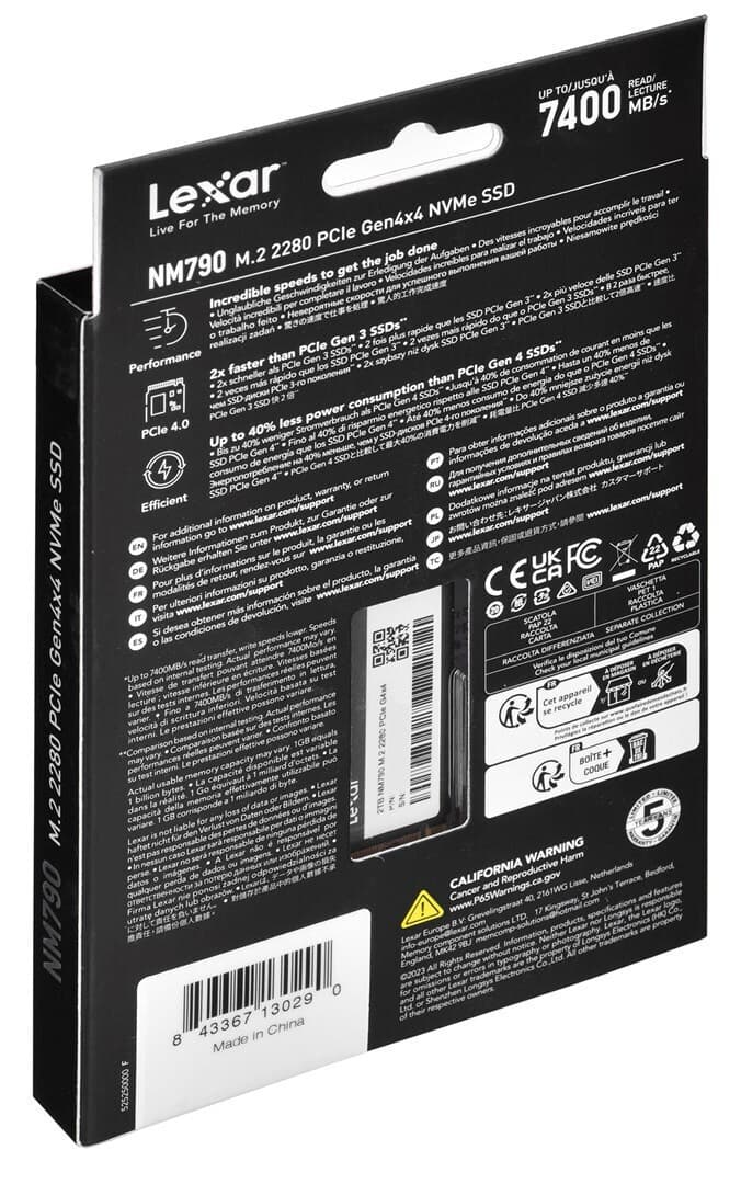 Lexar NM790 SSD 2TB τύπου M.2 με σύνδεση PCI Express 4.0 (PS5 Compatible) LNM790X002T-RNNNG 9