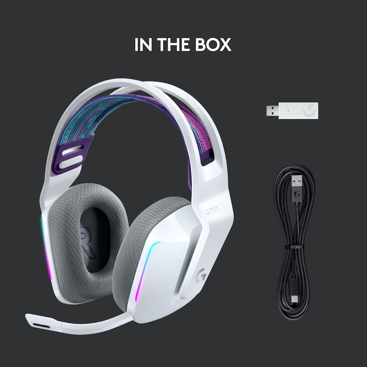 Logitech G733 Ασύρματο Over Ear Gaming Headset με σύνδεση USB Λευκό 11