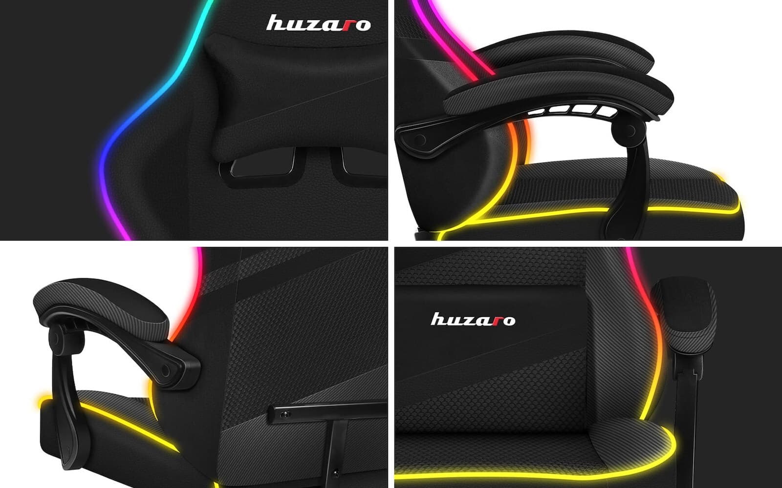 Huzaro Force 4.4 Καρέκλα Gaming Δερματίνης με RGB Φωτισμό Μαύρη 5