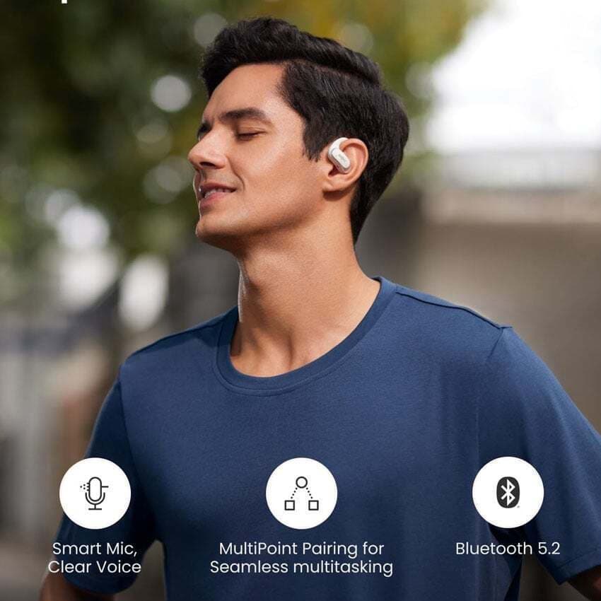 Shokz OpenFit Air Open Ear Bluetooth Handsfree Ακουστικά με Αντοχή στον Ιδρώτα και Θήκη Φόρτισης Λευκά 4