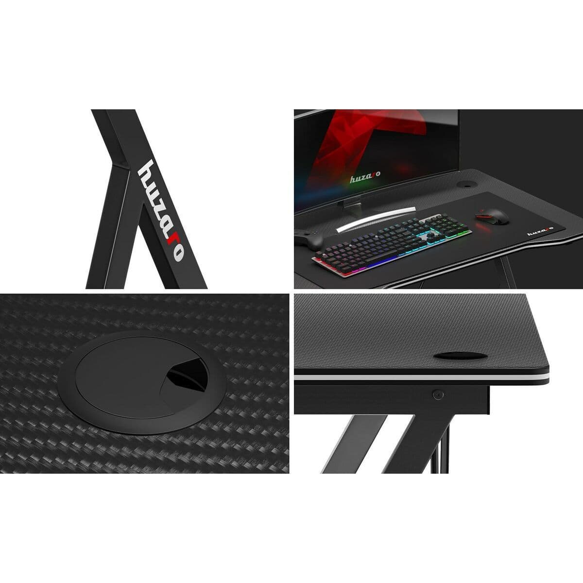 Γραφείο Gaming Hero 1.4 Ξύλινο Black με Μεταλλικά Πόδια 100x50x75εκ. 7