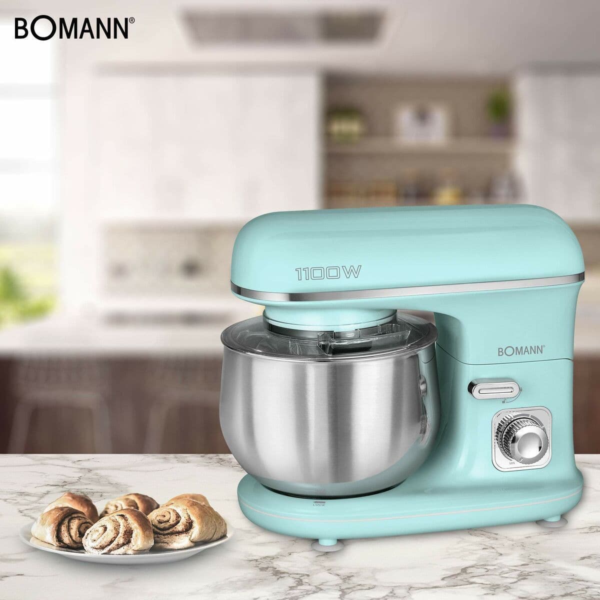 Bomann KM 6030 CB Κουζινομηχανή 1100W με Ανοξείδωτο Κάδο 5lt Mint 5