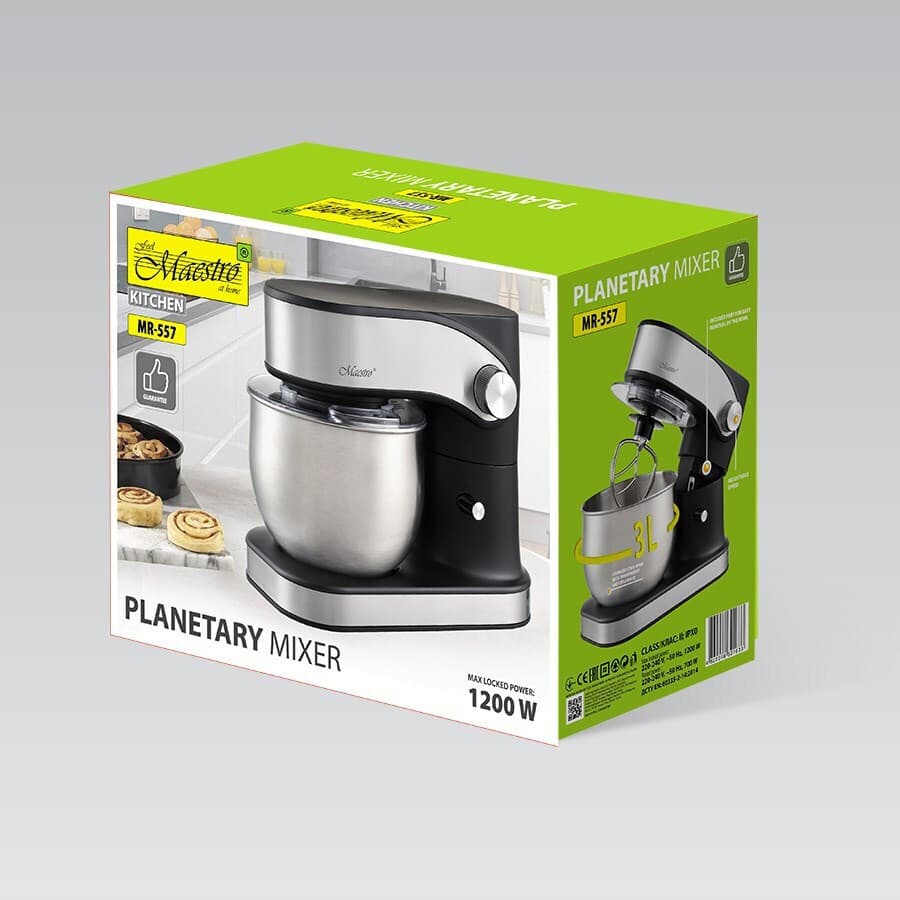 Maestro Κουζινομηχανή 1200W με Ανοξείδωτο Κάδο 3lt Μαύρη MR-557 7