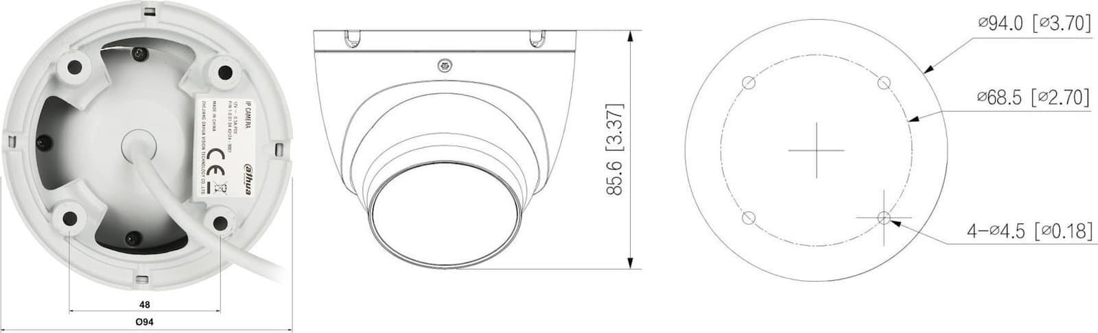 Dahua IPC-HDW1839T-A-IL-S6 IP Κάμερα Παρακολούθησης 4K Αδιάβροχη με Μικρόφωνο και Φακό 2.8mm 3
