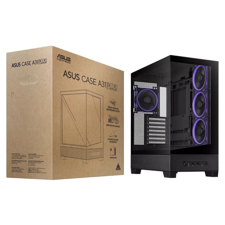 Asus A31 PLUS Gaming Midi Tower Κουτί Υπολογιστή με Πλαϊνό Παράθυρο και ARGB Φωτισμό Μαύρο 6