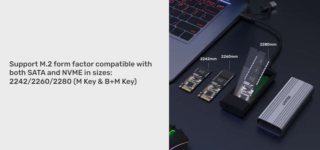 Unitek Θήκη για Σκληρό Δίσκο M.2 PCI Express / SATA III NVME με σύνδεση Type-C S1225A 4
