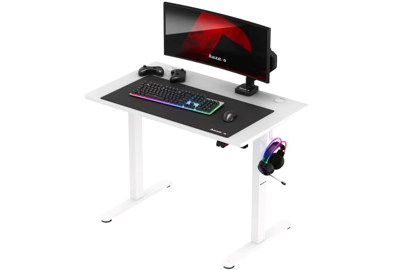 Ηλεκτρικό Γραφείο Gaming Hero 7.9 Ξύλινο White με Μεταλλικά Πόδια & Ρυθμιζόμενο Ύψος 100x60x72εκ. 3