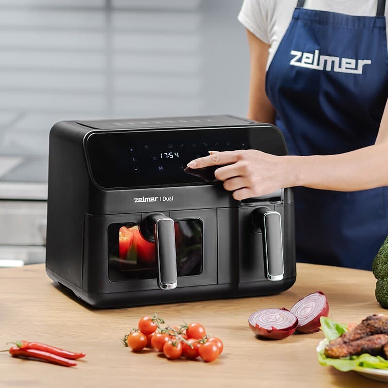 Zelmer Air Fryer με Διπλό Αποσπώμενο Κάδο 9lt Μαύρο ZAF9000 9