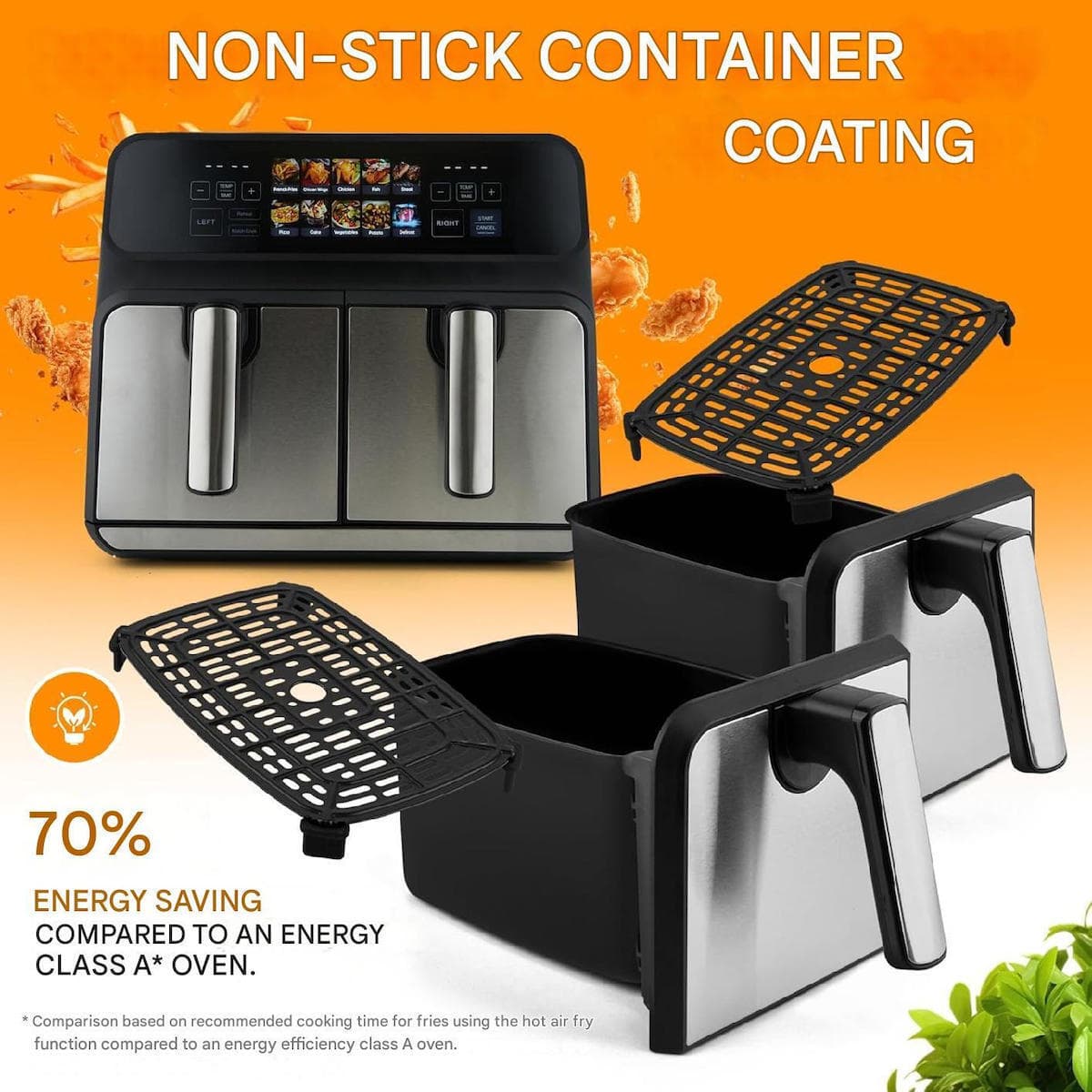 Profi Cook Air Fryer με Διπλό Αποσπώμενο Κάδο 8lt Μαύρο 6