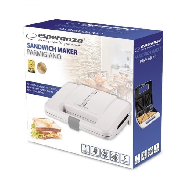 Esperanza Τοστιέρα για 2 Τοστ 1000W Λευκή EKT010W 5