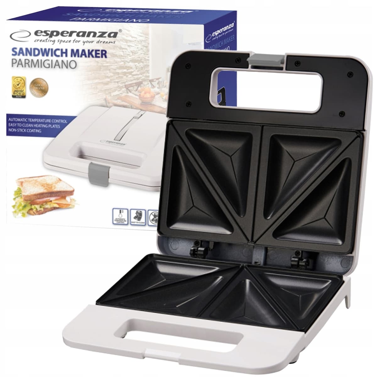 Esperanza Τοστιέρα για 2 Τοστ 1000W Λευκή EKT010W 4